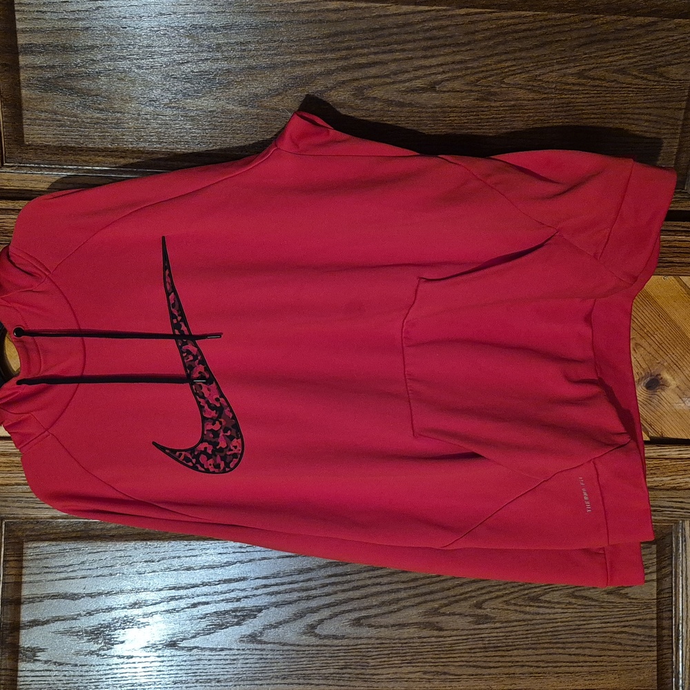 Nike Red Pullover with Black Swoosh Therma- Fit